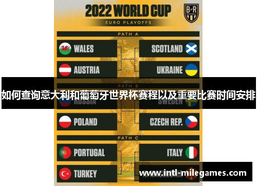 如何查询意大利和葡萄牙世界杯赛程以及重要比赛时间安排